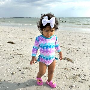 Ruffle Butts Toddler Girls Long Sleeve One Piece Rash Guard/ Mermaid 🧜‍♀️
